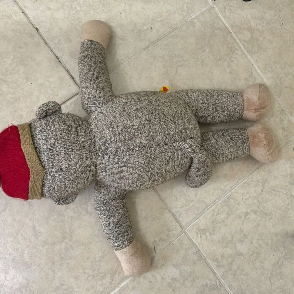 Retired Build A Bear Workshop Norm The Sock Monkey Heart 20” Plush Toy BAB jeans